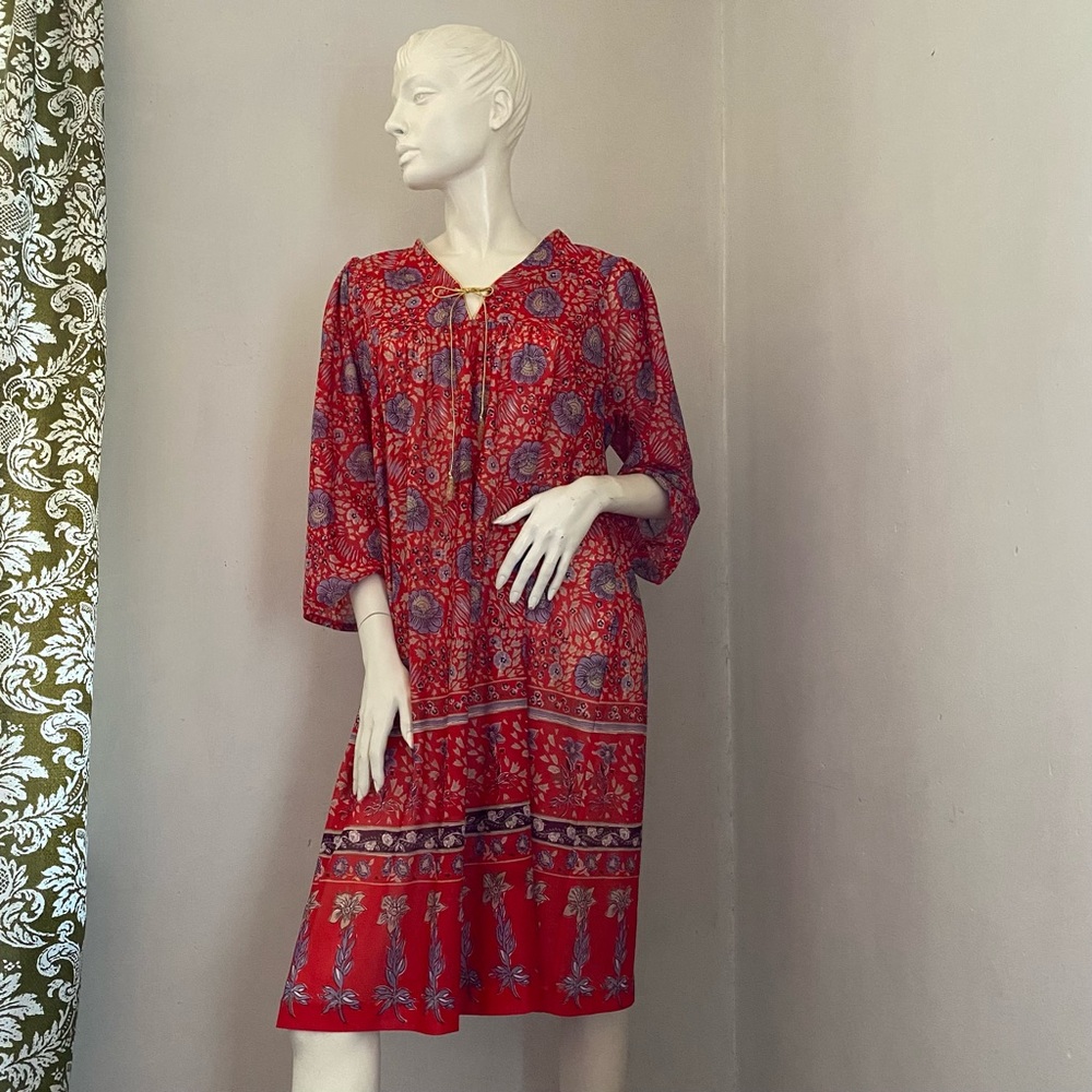 Vintage 1970s Floral Flowy Dress